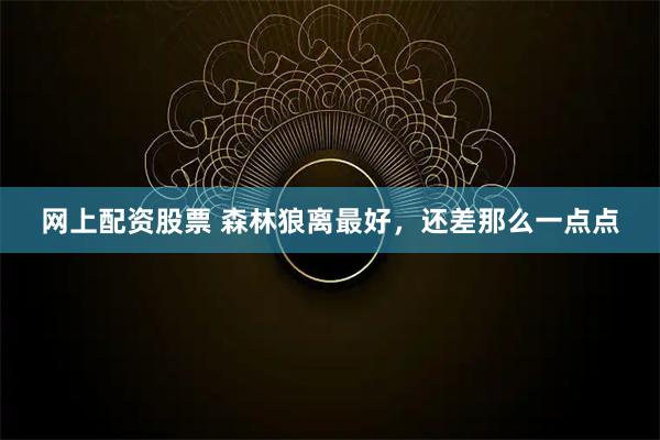 网上配资股票 森林狼离最好,还差那么一点点